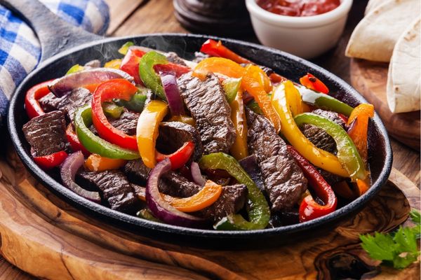 Steak Fajitas on sizzling plate