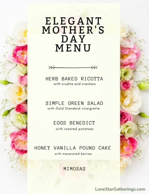 An Elegant Mother's Day menu