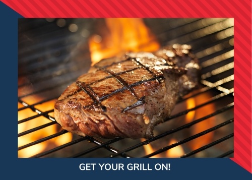 Memorial Day Great Steak Cookout with a steak on the grill