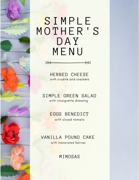 A Simple Mother's Day brunch menu for you to prepare