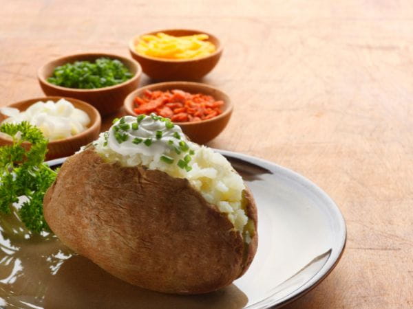 Baked potato with toppings bar