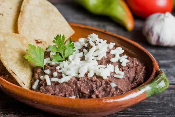 Refried Bean Dip with Tortilla Chips