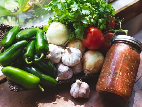 Ingredients for canning salsa