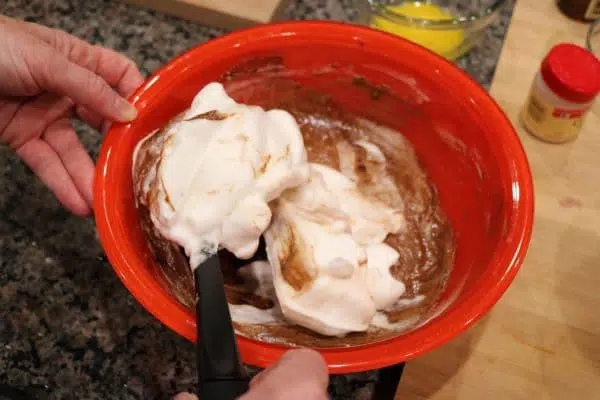 mix egg whites into chocolate step 1