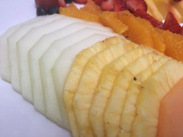 sliced fruit in rows