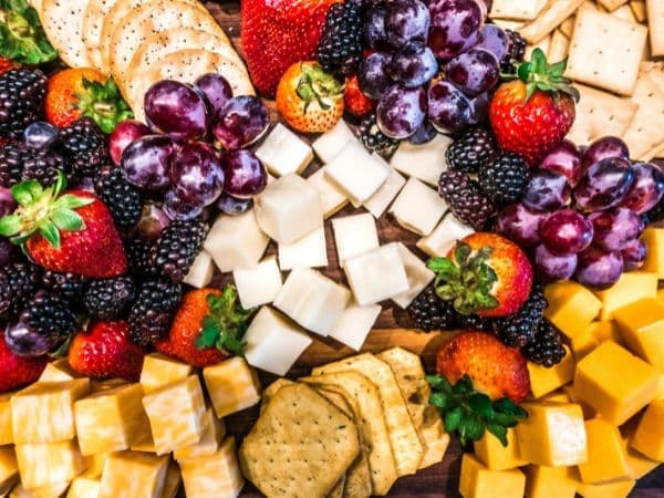Fresh Fruits and cheese charcuterie board