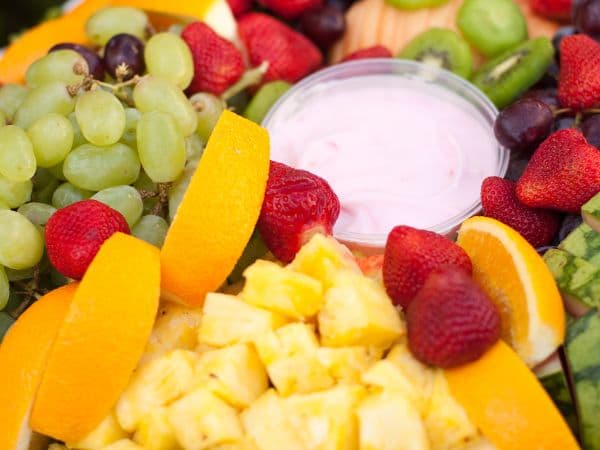 Yogurt dip with fresh fruit