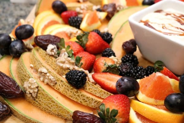 Close-up of How to Make a Fruit Charcuterie Board with cantaloupe
