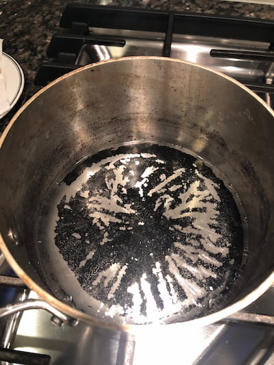 Hydrogen Peroxide in pot on stove