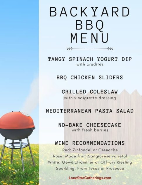 The complete menu for your Backyard BBQ Dinner Party Cookout