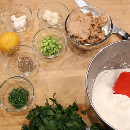 Ingredients for creamy salmon appetizer