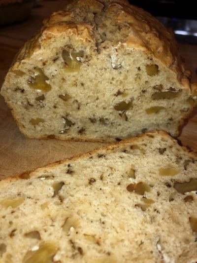 A beautifully baked Beer Bread with walnuts