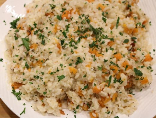 Baked Risotto with Butternut Squash on a platter