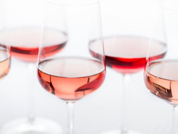 Dry Rose wines in glasses