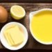 Hollandaise Sauce ingredients - egg, lemon, butter and peppercorns