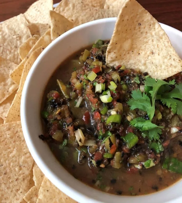 best salsa for keto diets in bowl with chips