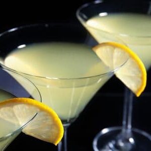 Limoncello Martini in glass garnished with lemon slice