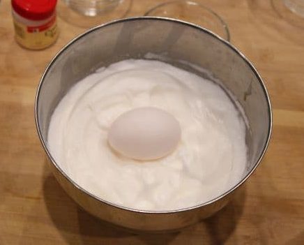 Test: raw egg sitting on top of finished whipped egg whites means they are ready to use