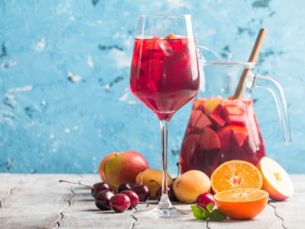 Sangria made with red wine to pair with fajitas