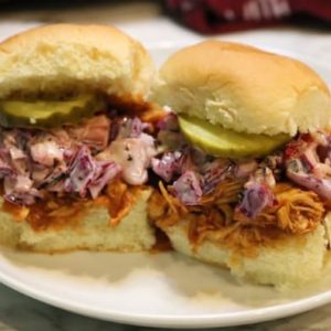easy recipe for chicken sliders complete with coleslaw